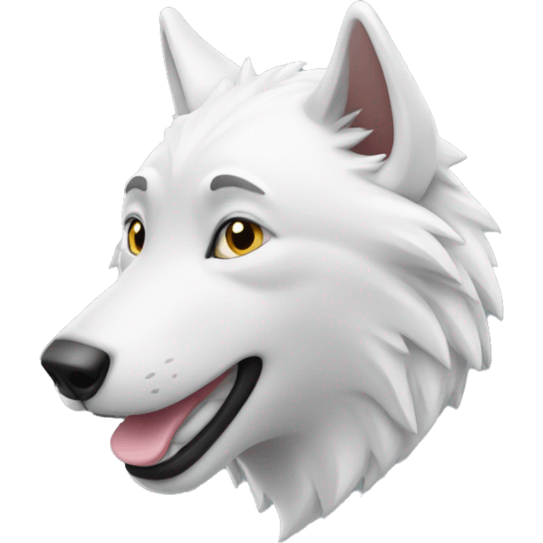 Loup blanc sourire en coin emoji