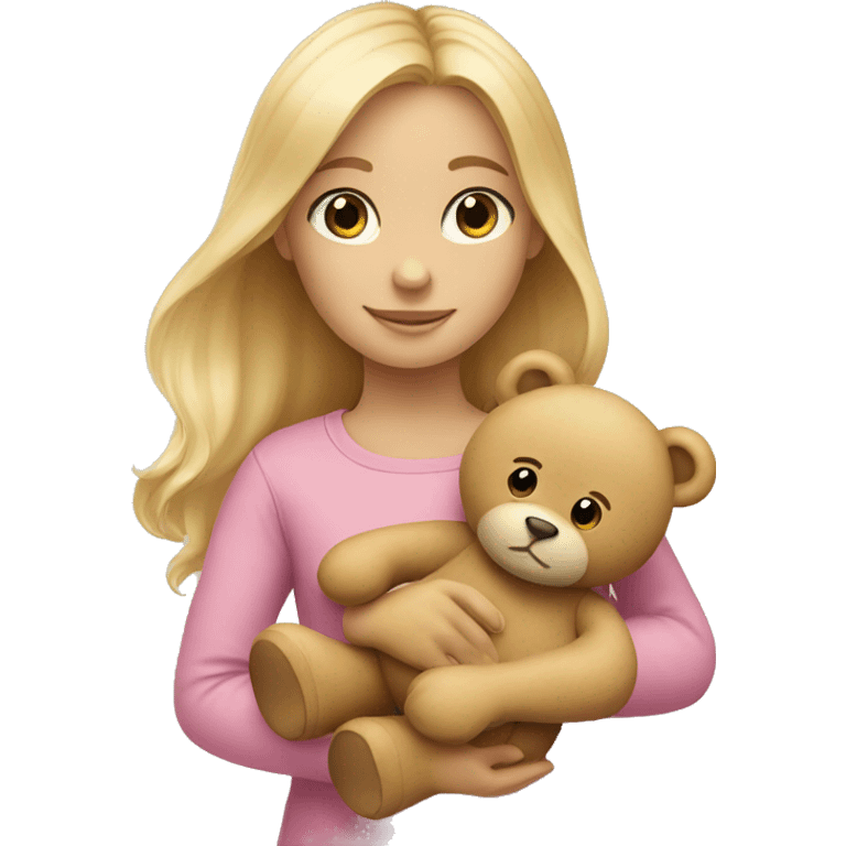 Little Blonde girl holding a teddy bear emoji