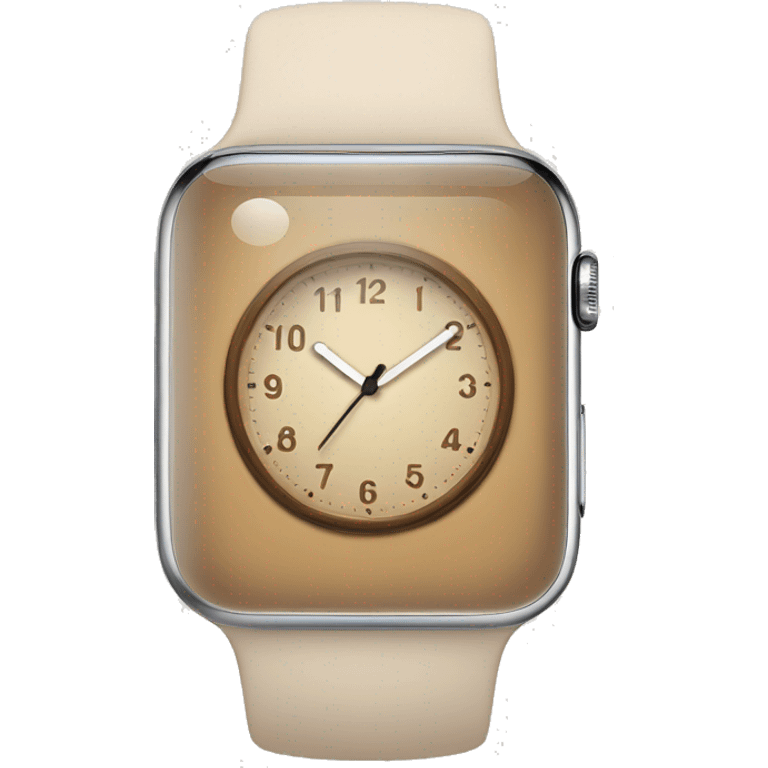 beige apple watch with beige clock face emoji