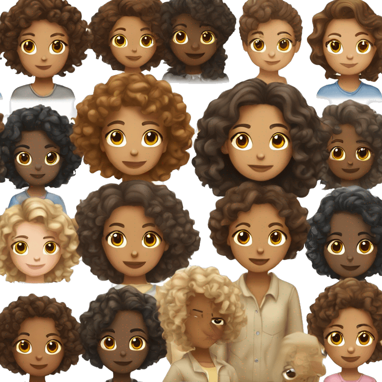 a mixed girl with medium brown curly hair wearing a long sleeve shirt emoji