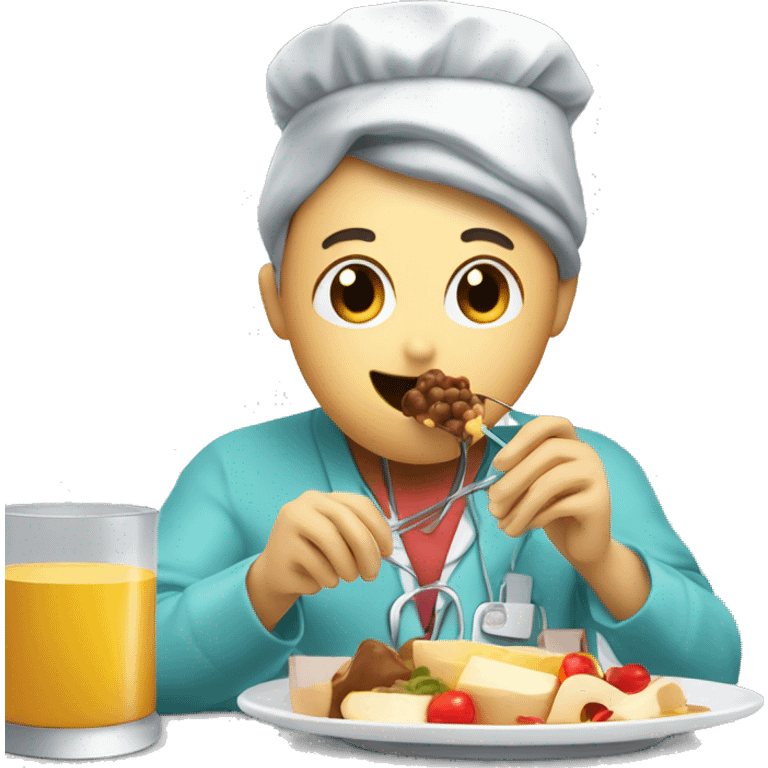 Interventional radiologist eating fondue emoji