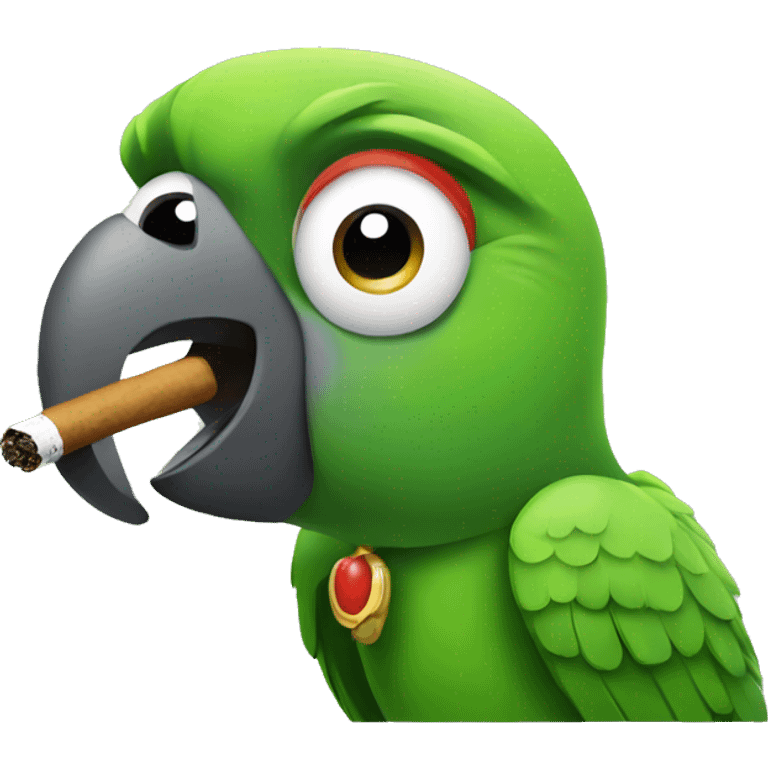 Green parrot smoking  emoji