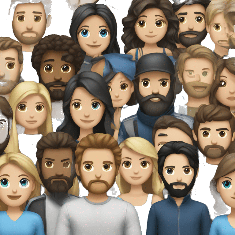 Brown haired girl with blue eyes with black haired  and beard men  emoji