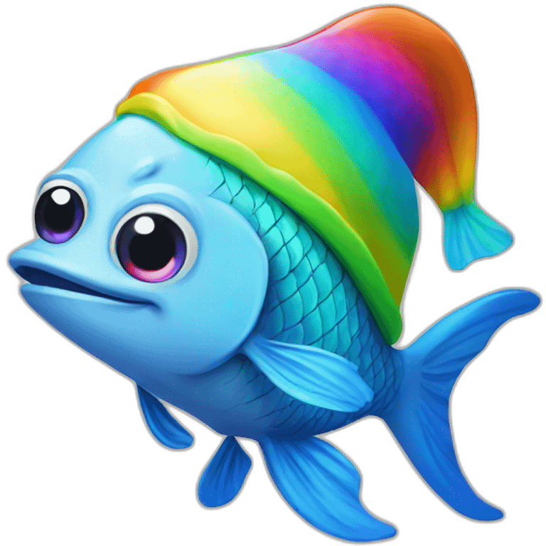 Fish with a rainbow colored cap emoji