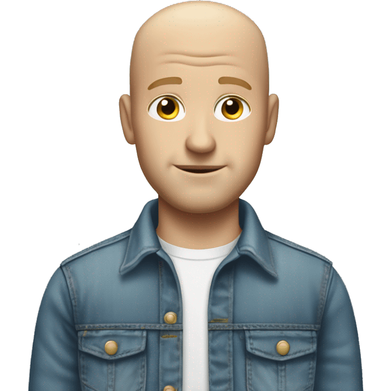 Tall white man with bald spot on the back of his head. Blond hair. Jeans and a construction shirt emoji