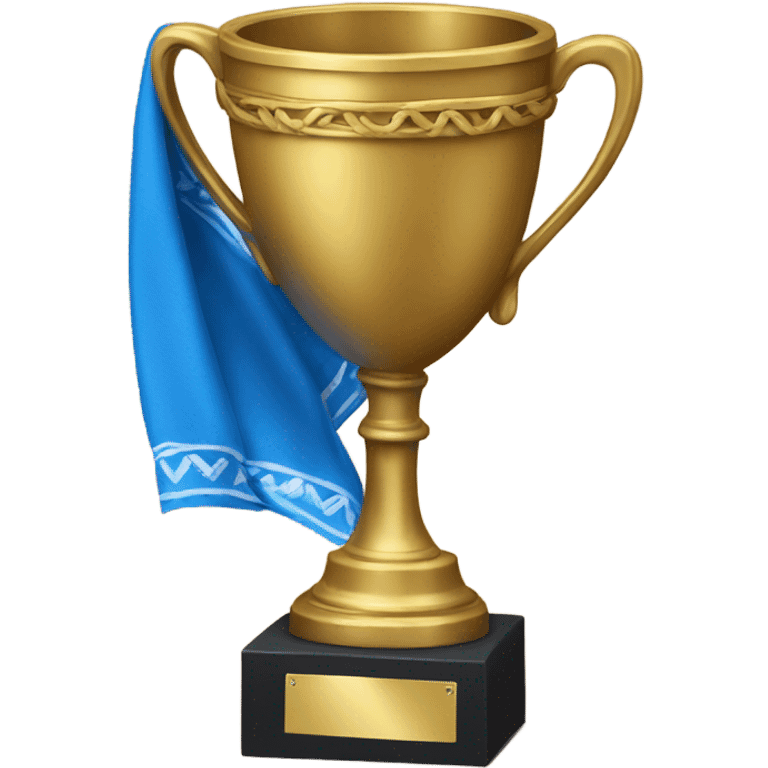 a trophy with a blue bandana around it emoji