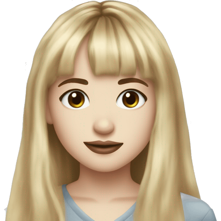 blonde girl long with bangs and hazel eyes sabrina carpenter  emoji