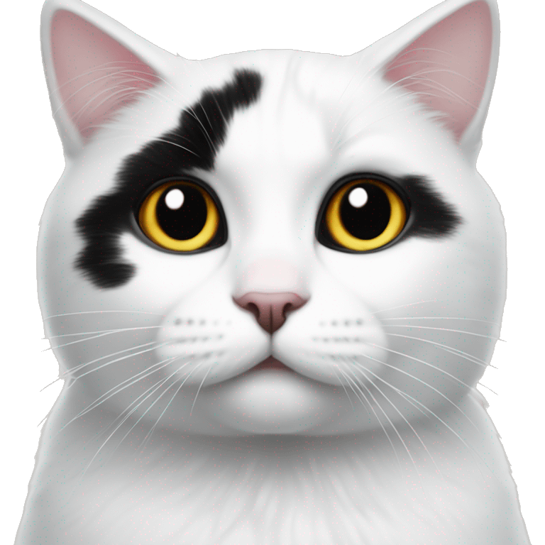 White cat with black markings on head  emoji