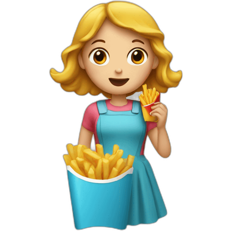 a girl eating french fries emoji