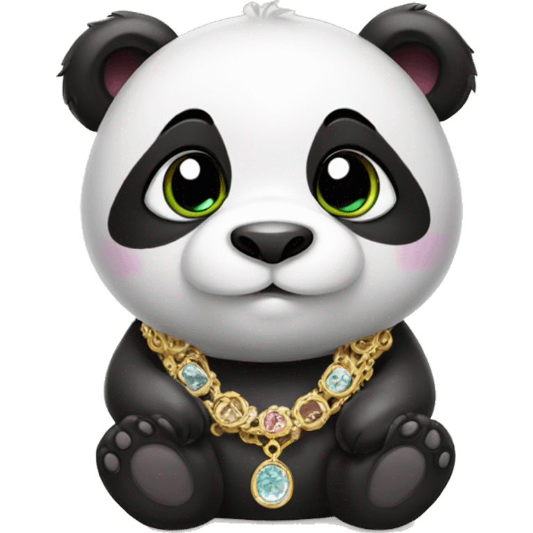 cute panda with jewelry  emoji