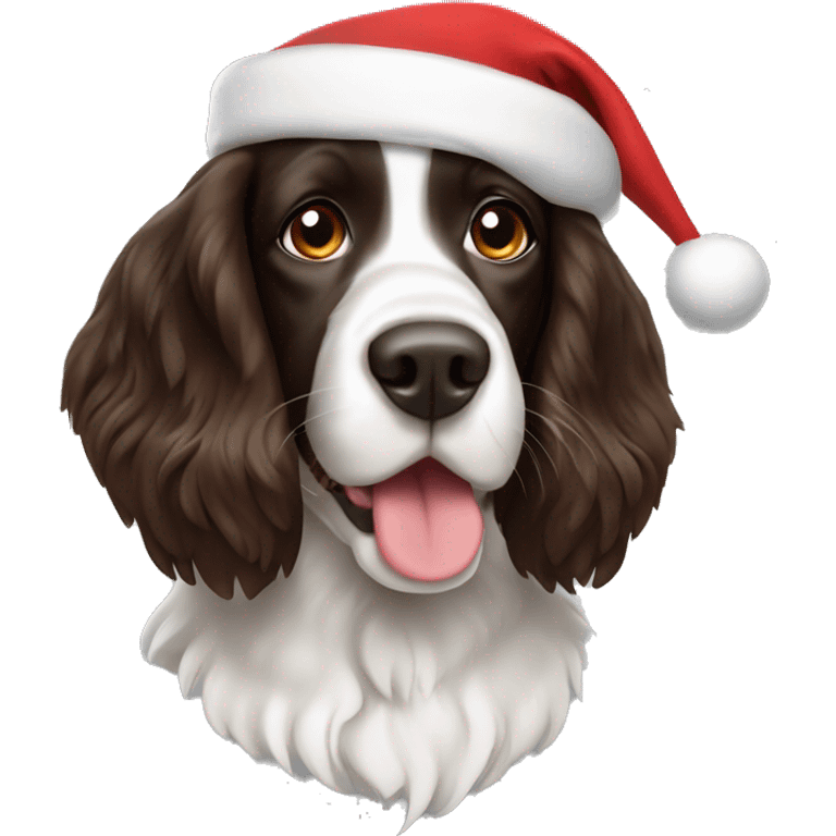 Springer spaniel with Santa hat emoji