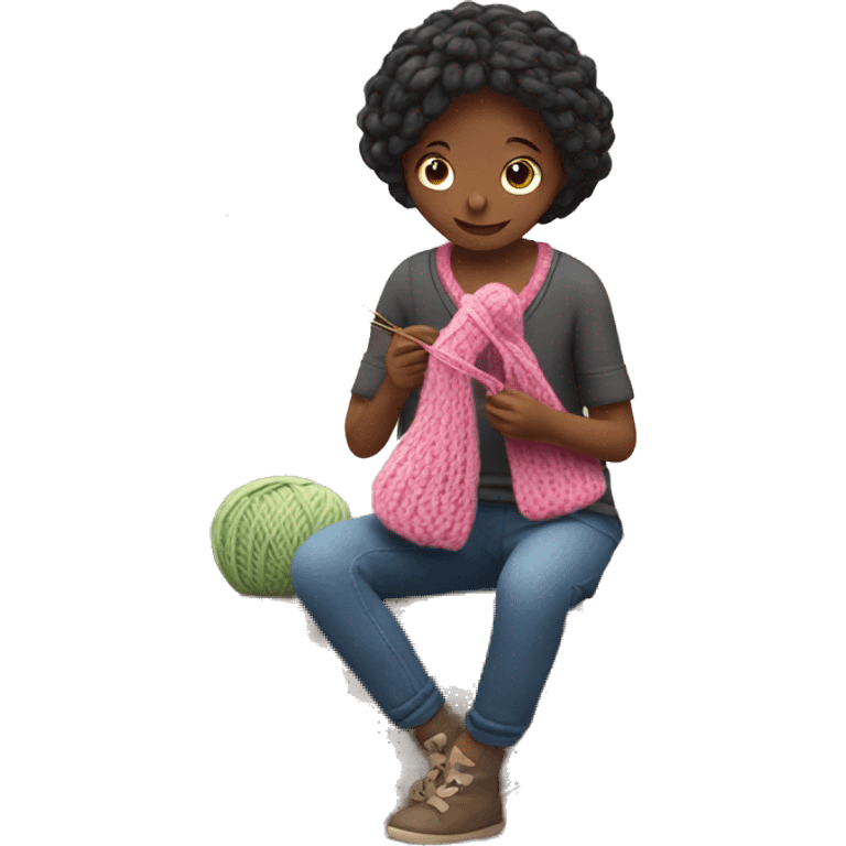 Girl knitting  emoji