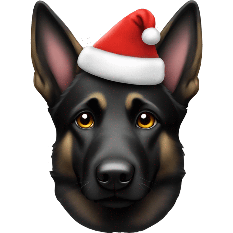 Black German shepherd wearing a Santa hat  emoji