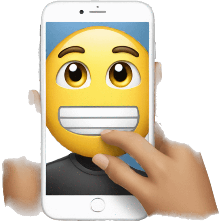 real person using a phone to scan a code in the computer emoji