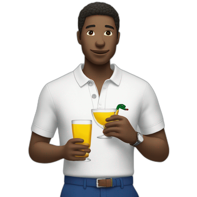 Man wearing lacoste And drinking emoji