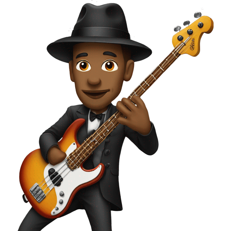 Marcus Miller bassist, playing bass guitar, with porkpie hat emoji