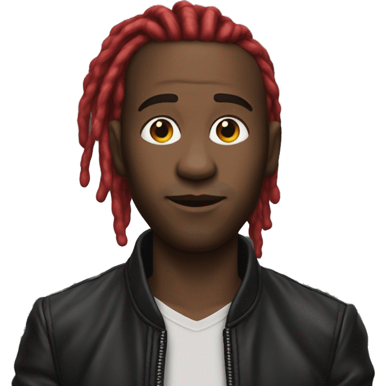 Black man with red dreads long hair in black leather jacket emoji