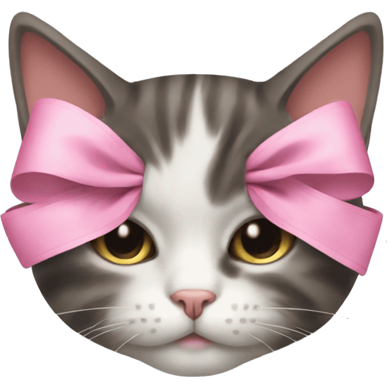 cat sleeping with pink bows on emoji