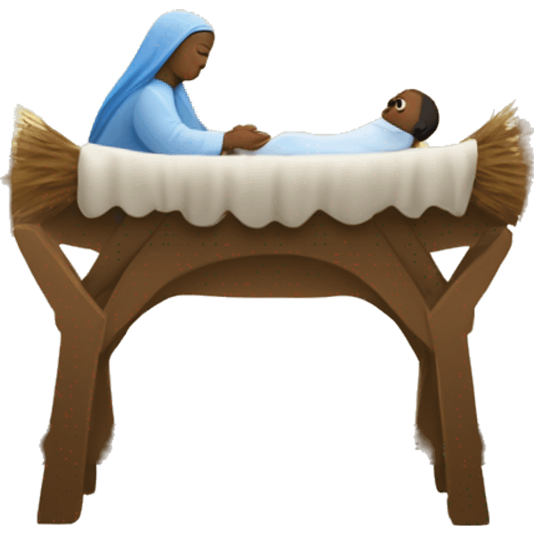 Nativity scene, baby on a manger, Mary and Joseph emoji