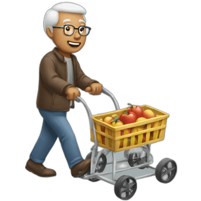 grandfather pushing cart emoji