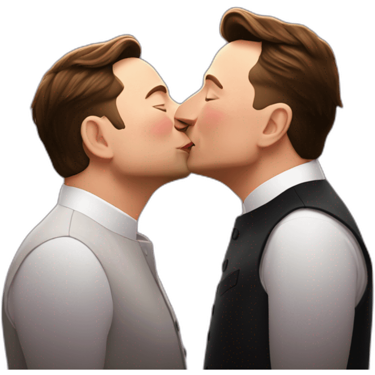 Modi ji kissing Elon musk emoji