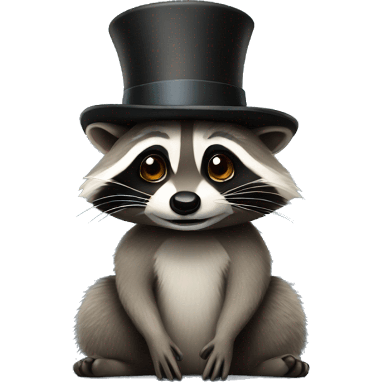 Raccoon with top hat emoji