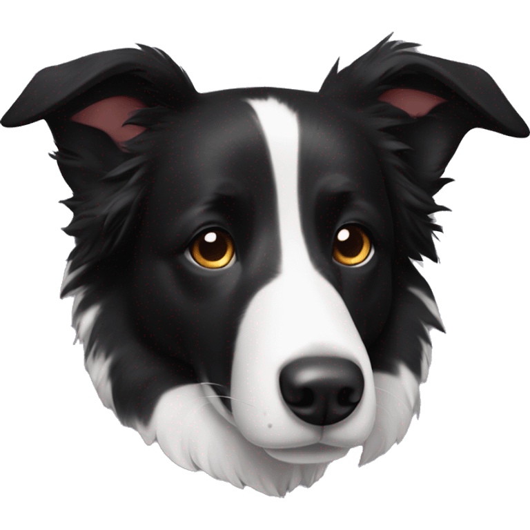 Black border collie with white tip of the left ear emoji