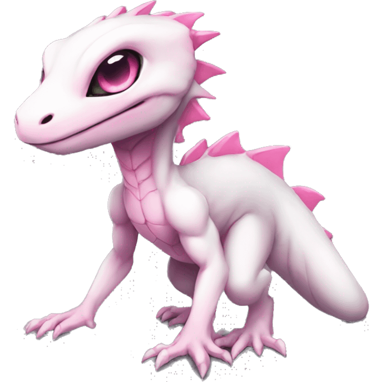 White, Chibi, White, Pink eyes, Anthro-Sona-Lizard-Alien-Fakémon, Full Body emoji