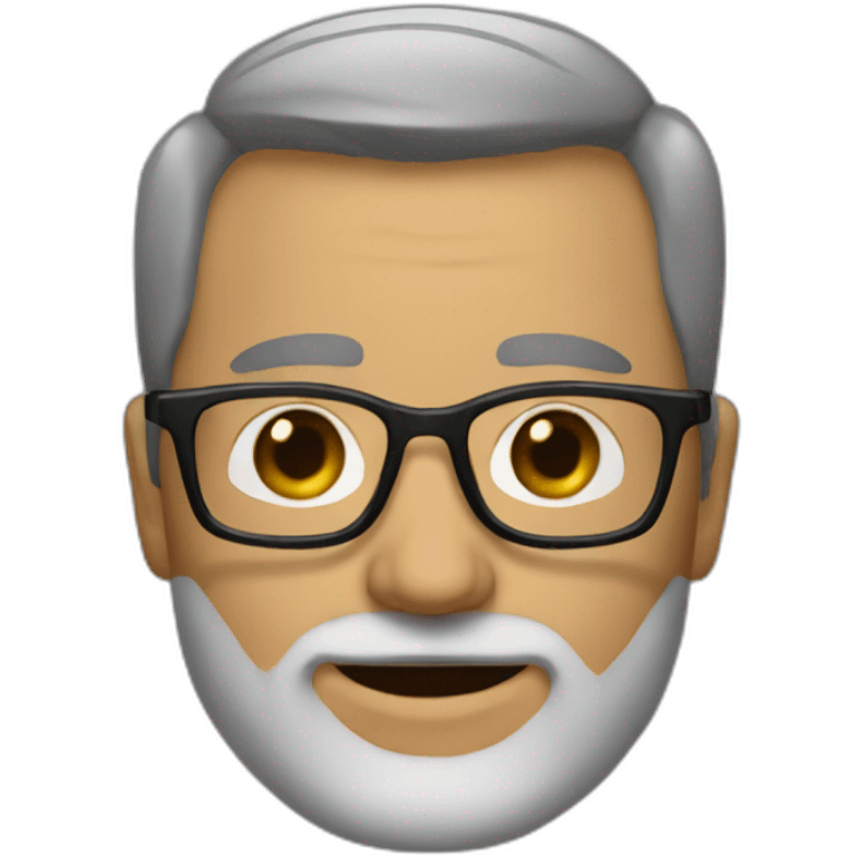 A 50 year old men with short hair, beard and rectangle glasses emoji