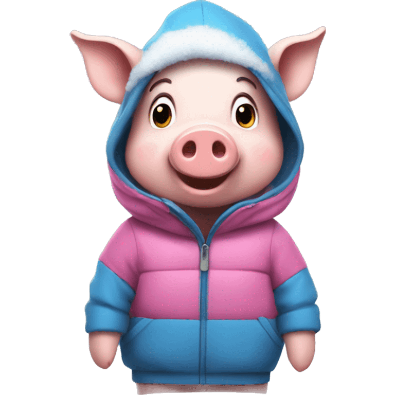 Pig in the snow wearing a Rainer outfit  emoji