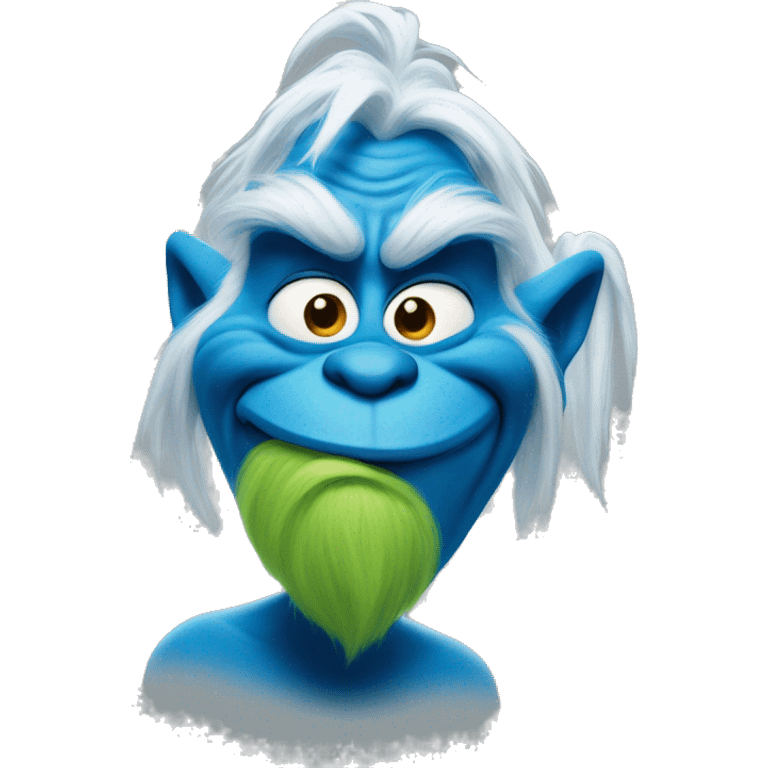 Blue grinch smirking emoji