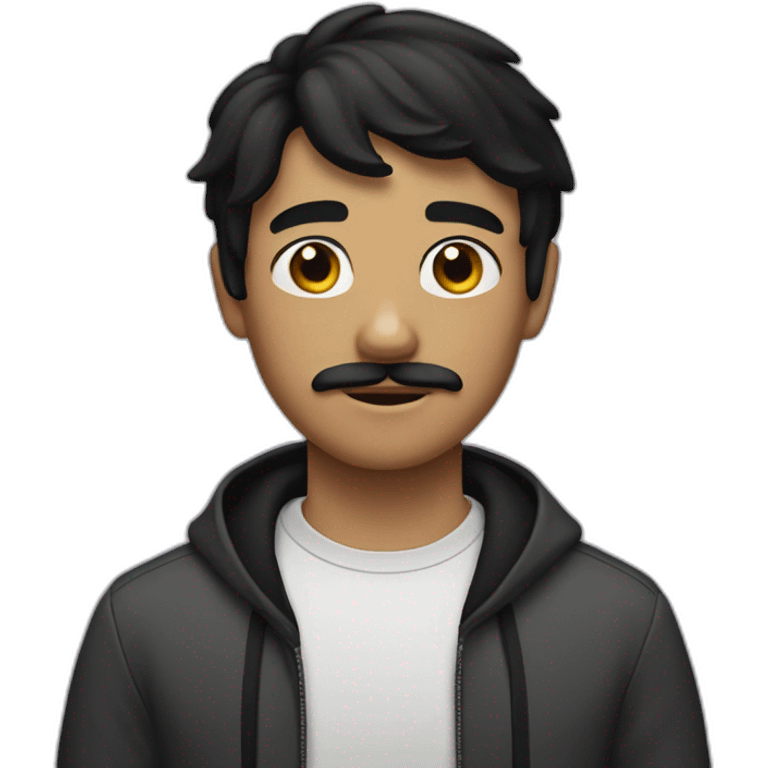 Teenboy with medium Short black hair and mustache emoji