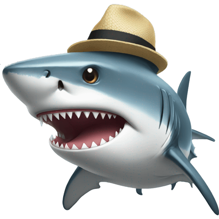 Shark wearing a hat emoji