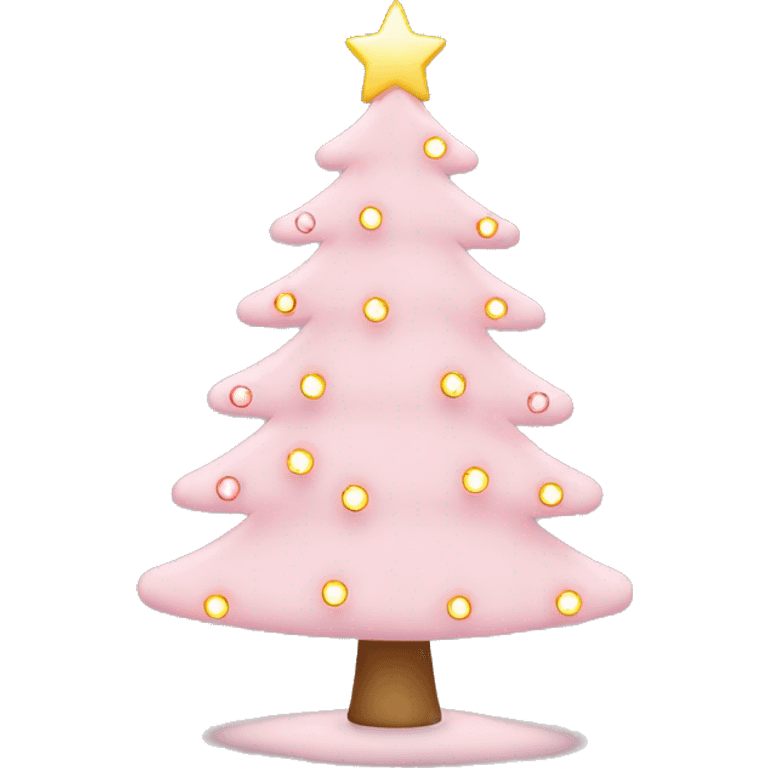 Light Pink Christmas tree with lights and ornaments emoji