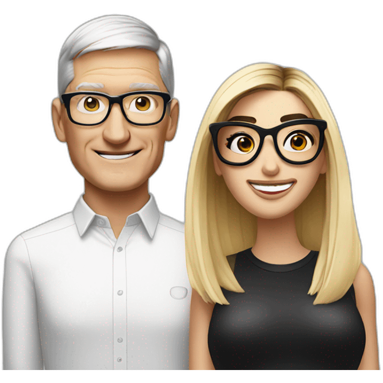 Tim Cook and dua lipa with eyeglasses emoji