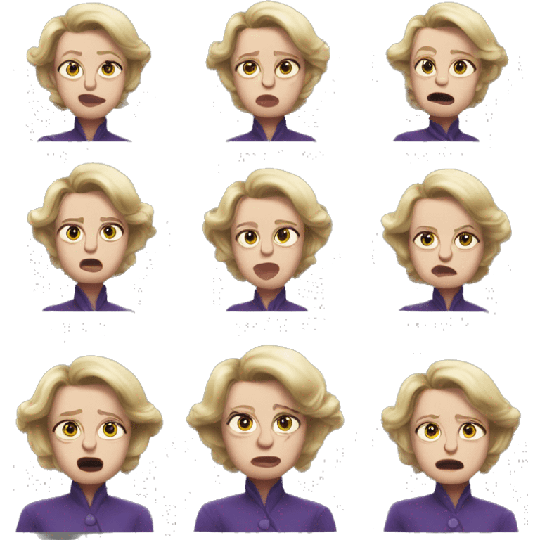 photorealistic Ursula von der Leyenl sad emoji