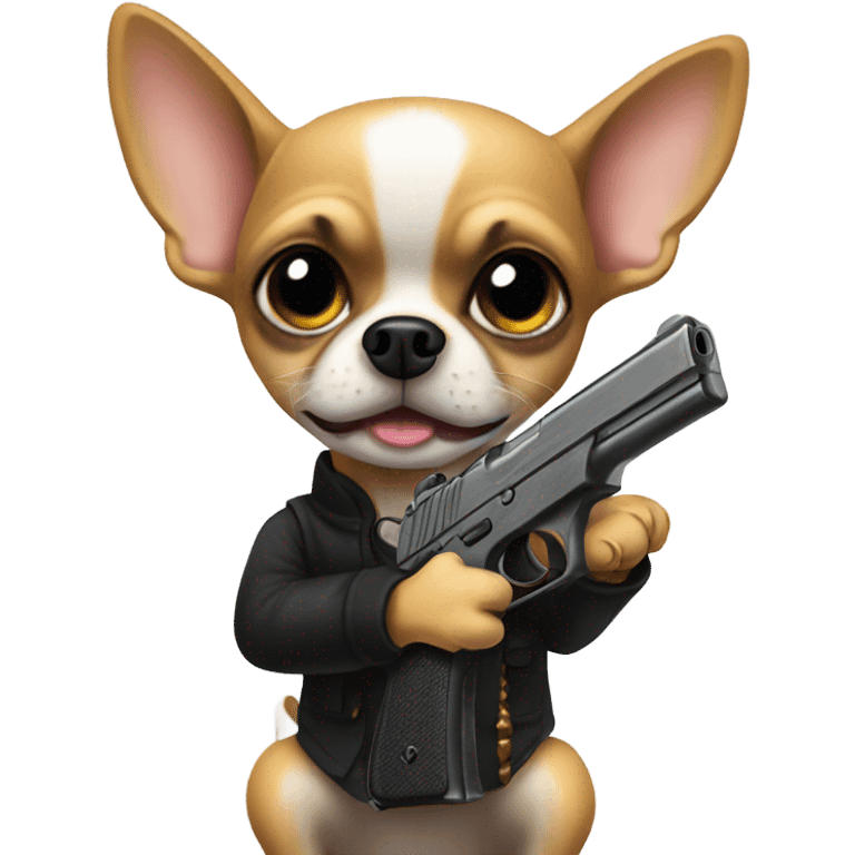 Chihuahua with a gun emoji