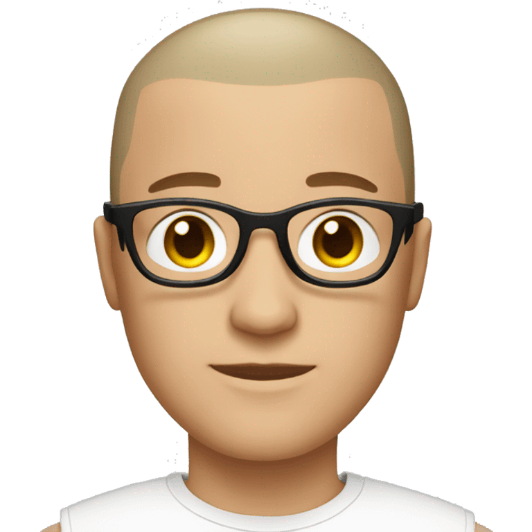 white skin male with buzzcut, round glasses emoji