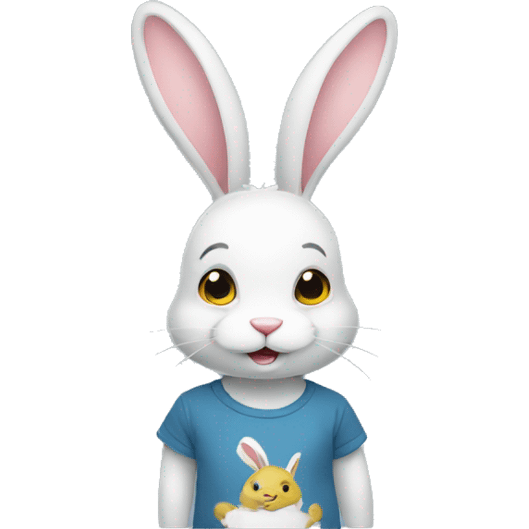 Lapin avec un t-shirt emoji