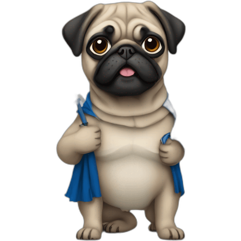 pug holding a big scotland flag emoji