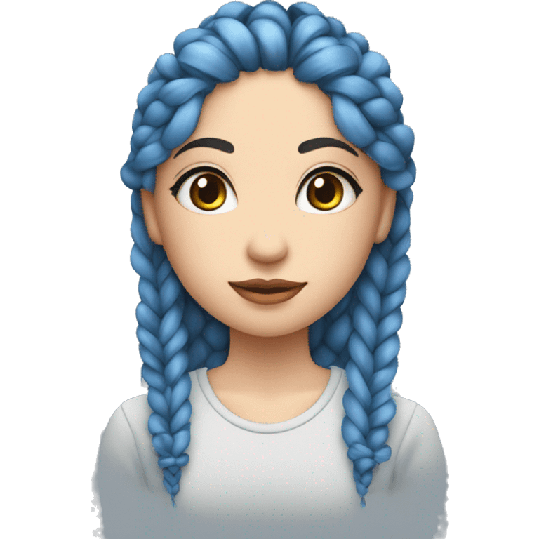 chica de ojos azules con trenzas largas color gris, con corazones  emoji