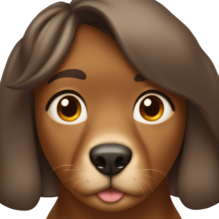 Big dog with brown girl  emoji