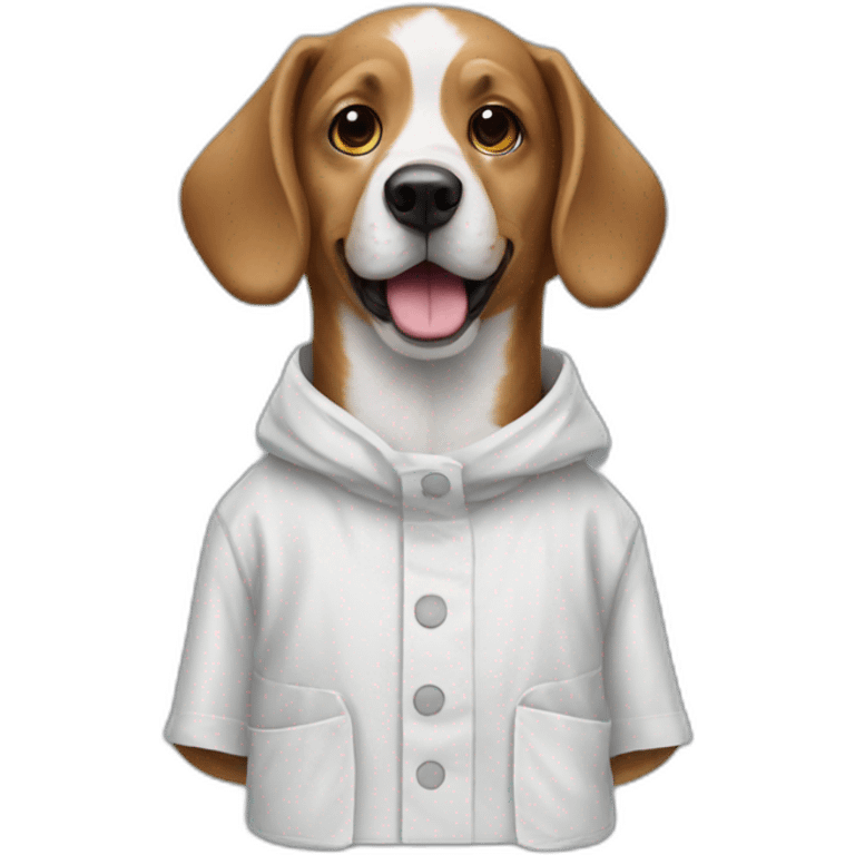 dog wearing a smock with paint on it emoji