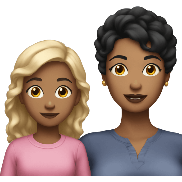 Light skin mom and daughter black hair emoji