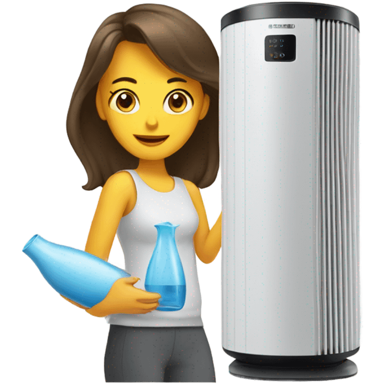 A lady setting up an air purifier emoji