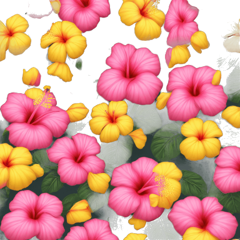 pink and yellow hibiscus flowers emoji