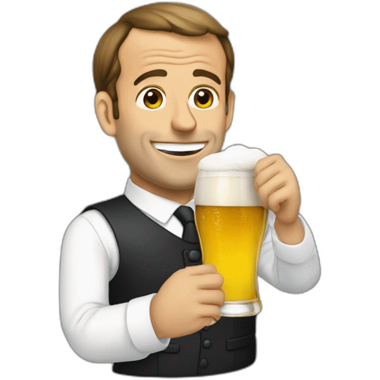 macron qui boi de la bier emoji