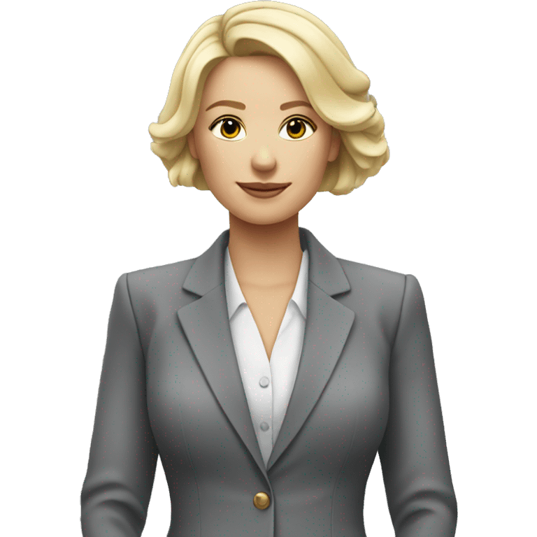 Blonde jewellery seller in a grey suit emoji