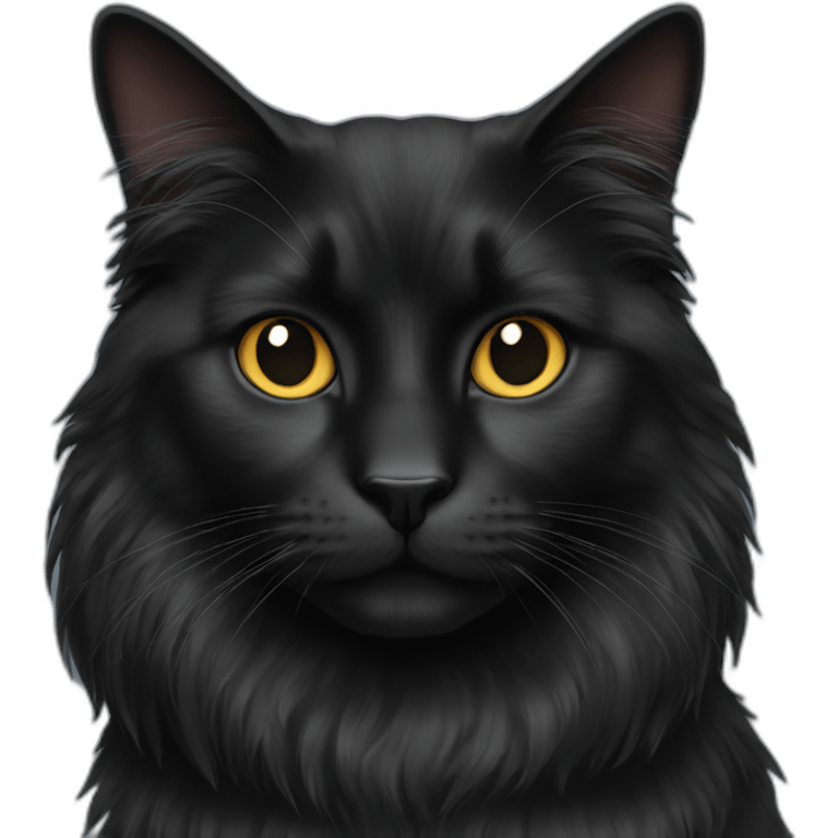 black long haired cat emoji