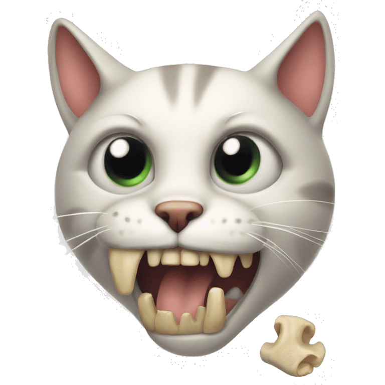 freaky moving cat with bone emoji